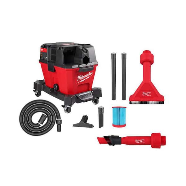 Milwaukee M18 FUEL 6 Gal. Cordless Wet/Dry Shop Vacuum W/Filter, Hose and AIR-TIP 1-1/4 in. - 2-1/2 in. Utility Brush and Nozzle
