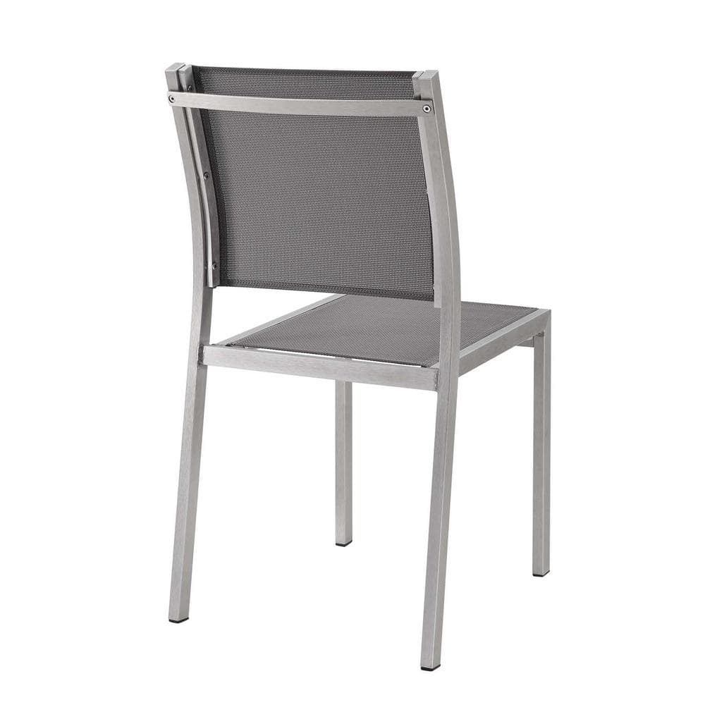 Silver Gray Aluminum Mesh Outdoor Dining Chair