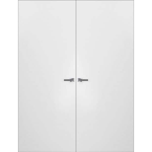 Sartodoors 0010 72 in. x 96 in. Unassembled Right Hand\Outswing Solid Wood Flush Mount Double Hidden Freameless Door with Hinge
