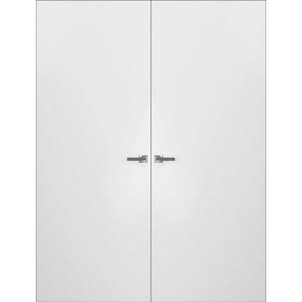 Sartodoors 60 in. x 84 in. Unassembled Right-Hand Solid Core White Wood Flush Mount Primed Double Hidden Frameless Door with Hinge