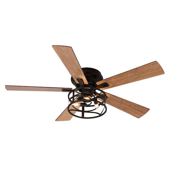 Breezary Brigitte 52 in. Indoor Black Ceiling Fan with Pull Chain Included