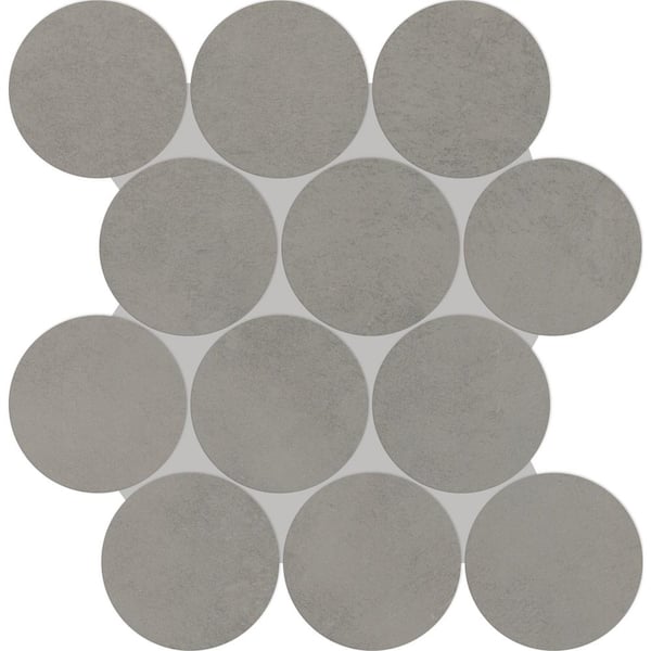 Daltile Indoterra Trail 13 in. x 13 in. Matte Porcelain Fluted Concrete Look Circle Mosaic Tile (4.79 sq. ft./Case)