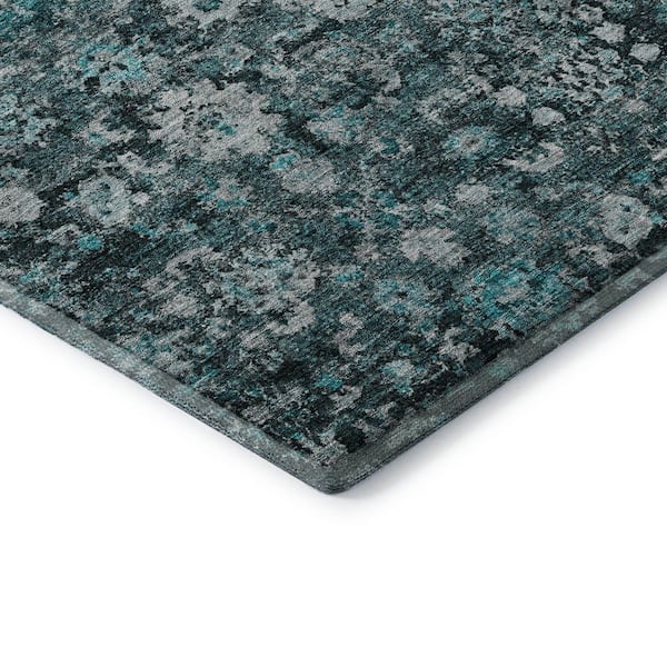 Mayfield Premium Machine Washable Indoor/Outdoor Geometric AMF651 Teal 10 ft. x 14 ft. Area Rug