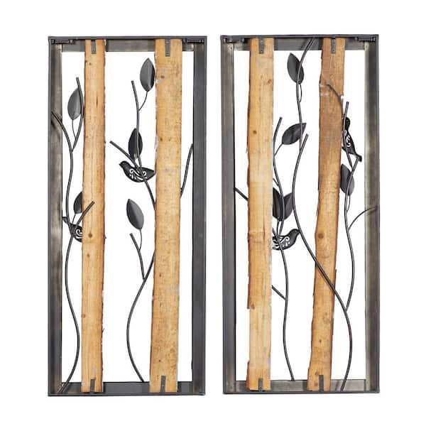 Metal Bird Wall Decor with Real Wood Detailing, Set of outlet 2 16