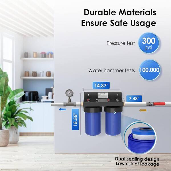 Waterdrop WD WHF21 PBH 2 Stage Whole House Water Filter System, with Heavy Metal Sediment Filter Extra WD WF10PBH Filters Blue WD-WHF21-PBHST - Best Buy