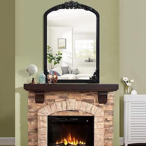 24 in. W x 36 in. H Classic Arched Wood Framed Black Retro Wall Decorative Mirror