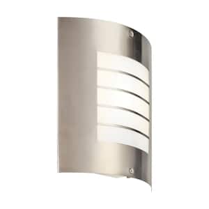 Newport 10.25 in. 1-Light Brushed Nickel Outdoor Hardwired Wall Lantern Sconce with No Bulbs Included (1-Pack)