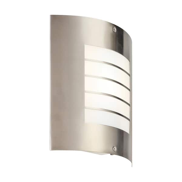 Newport 10.25 in. 1-Light Brushed Nickel Outdoor Hardwired Wall Lantern Sconce with No Bulbs Included (1-Pack)
