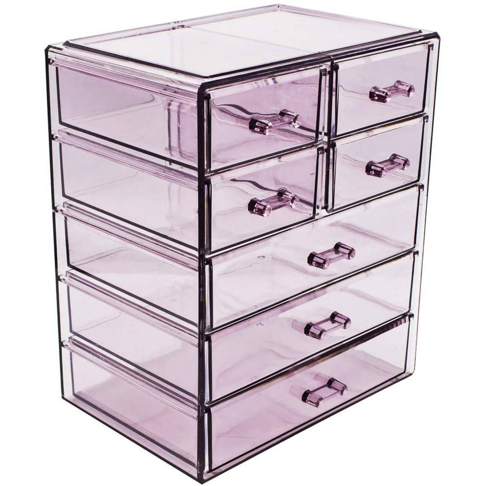 Sorbus Purple Clear Makeup Organizer MUP-STRG34-PU - The Home Depot