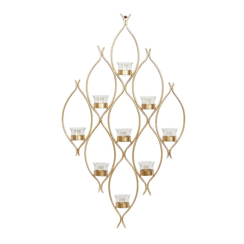 Bronze Metal Contemporary Wall Sconce Candelabra with Glass Candle Cups