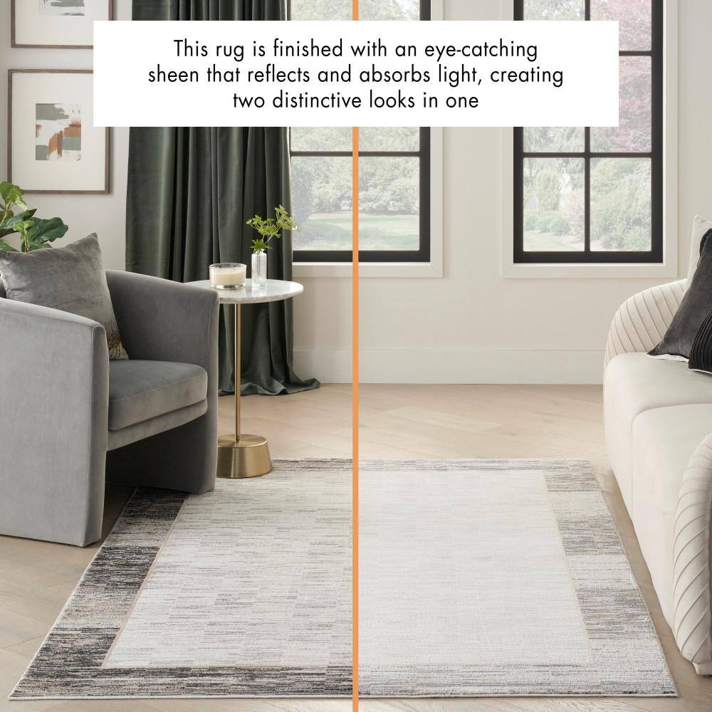Modern Abstract Shimmer Grey Black Synthetic Rug - 7'10" x 9'10"