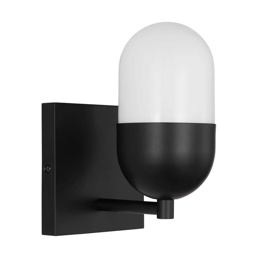Midnight Black Milk Glass Wall Sconce Light