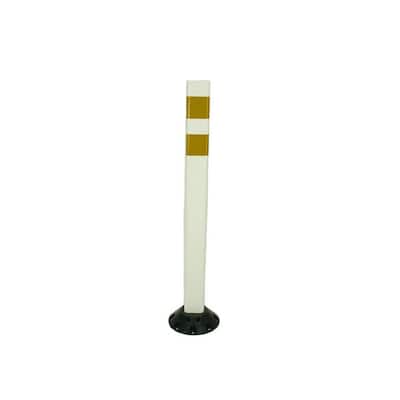 36 in. Repo Post Workzone White Delineator Post and Base with High-Intensity Yellow Band