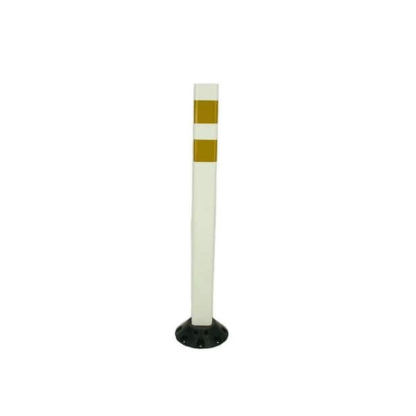 Three D Traffic Works 36 in. Repo Post Workzone White Delineator Post and Base with High-Intensity Yellow Band