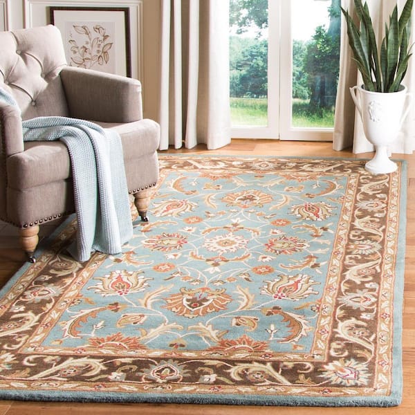 Heritage Blue/Brown 10 ft. x 14 ft. Floral Antique Area Rug