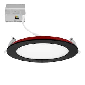 6 in. 2-Hour Fire Rated Slim Recessed LED Downlight, Black Trim, Canless IC Rated, 1000 Lumens, 5 CCT 2700K-5000K