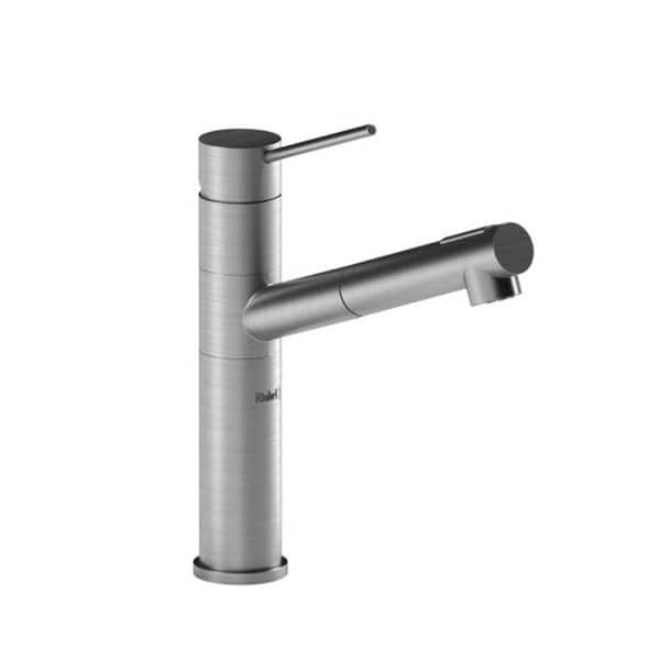 RIOBEL Cayo Single Handle Pull Out Sprayer Kitchen Faucet in Stainless Steel