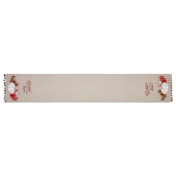 Grateful Thankful Blessed Pumpkins 12 in. W x 72 in. L Table Runner