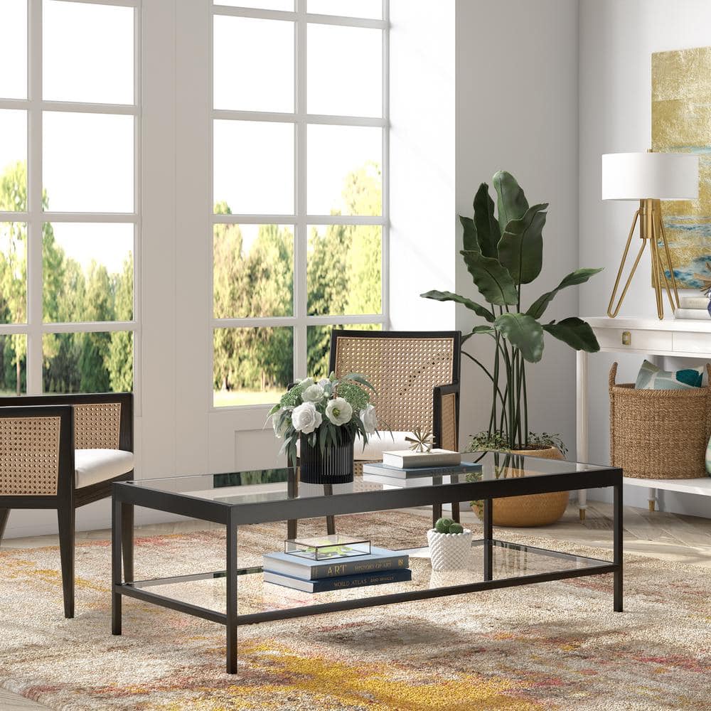 Alexis 54" Blackened Bronze Glass Coffee Table