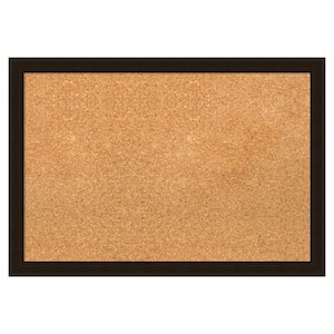 Espresso Brown Wood Framed Natural Corkboard 26 in. x 18 in. Bulletin Board Memo Board