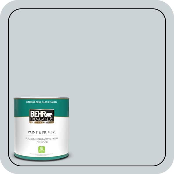 BEHR PREMIUM PLUS 1 qt. #N490-1 Absolute Zero Semi-Gloss Enamel Low Odor Interior Paint & Primer