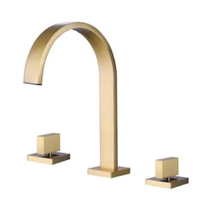 8 in. Widespread Double Handles Bathroom Faucet in Brushed Gold