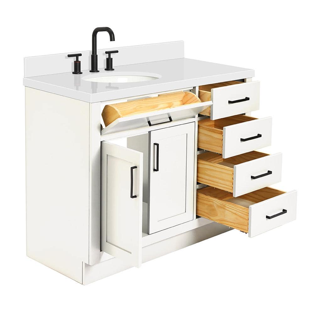 Hepburn 43" White Quartz Single Basin Vanity Set