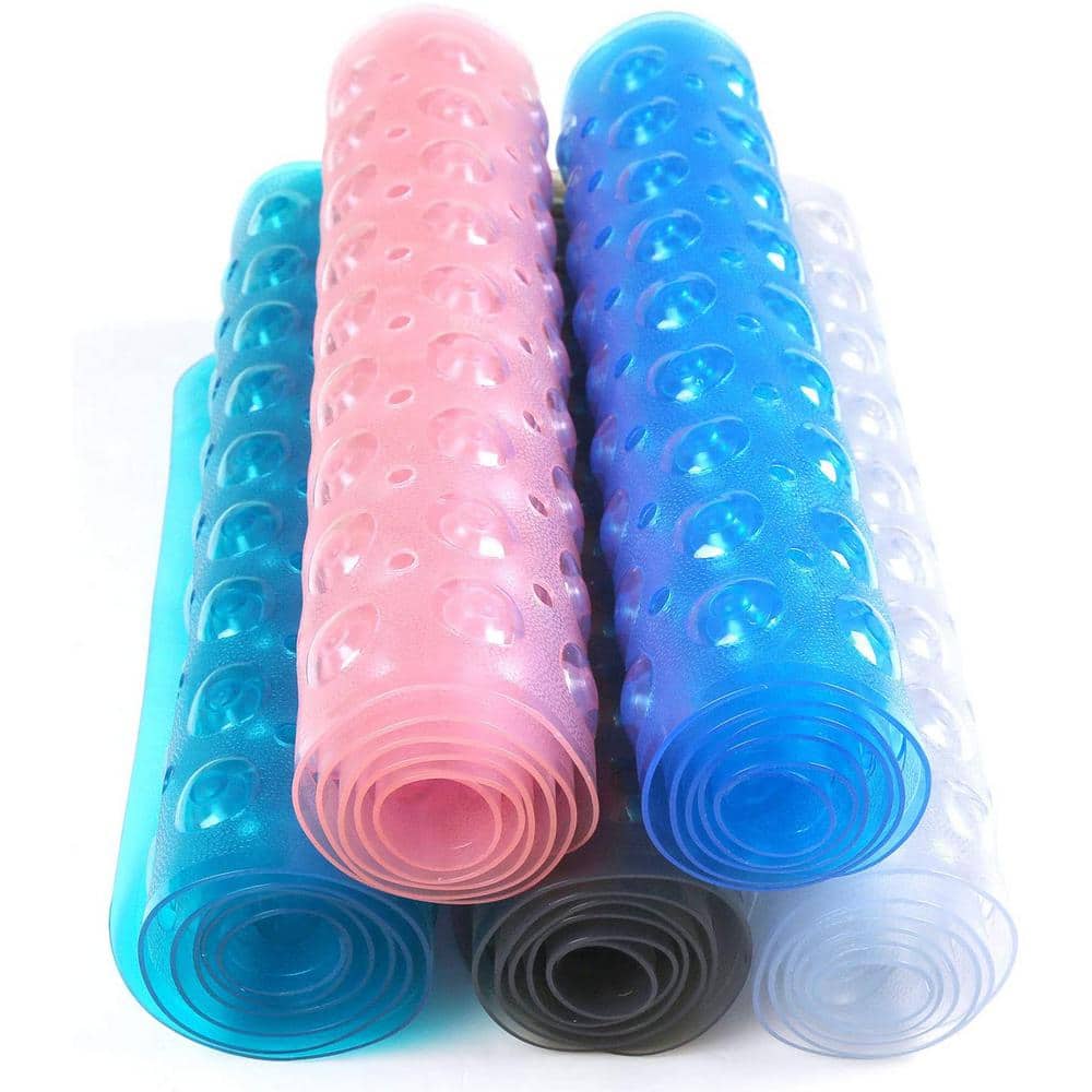 Clear Extra Long Vinyl Non-Slip Bath Mat with Suction Cups