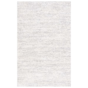 Berber Shag Ivory/Light Grey 10 ft. x 14 ft. Solid color Striped Area Rug