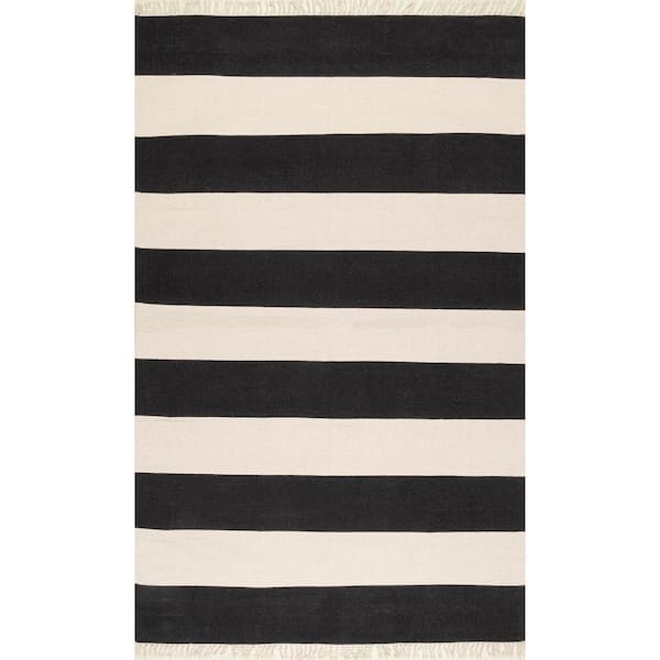 nuLOOM Ashlee Striped Coastal Black 6 ft. x 9 ft. Area Rug