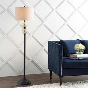 January 60 in. Glass/Metal LED Floor Lamp, Mercury Glass/Oil Rubbed Bronze