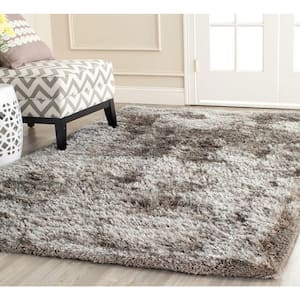 South Beach Shag Silver 8 ft. x 10 ft. Solid Area Rug