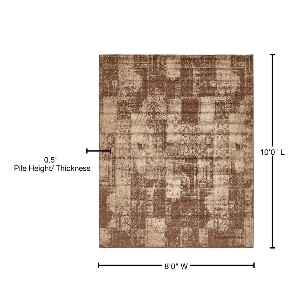 Harvest Time Charm Brown 8' x 10' Easy-Care Synthetic Rug