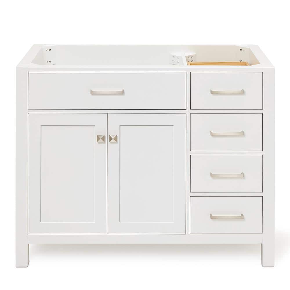 Bristol 42 in. Freestanding Bathroom Vanity Cabinet without Top in White (Assembled)