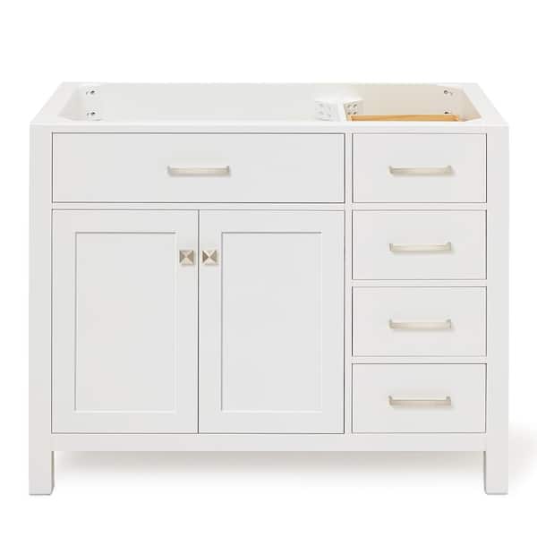 ARIEL Bristol 42 in. W x 21.5 in. D x 34.5 in. H Freestanding Bath Vanity Cabinet without Top in White