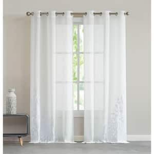 Natalie 76" x 96" Velvet Applique Window Curtain in White