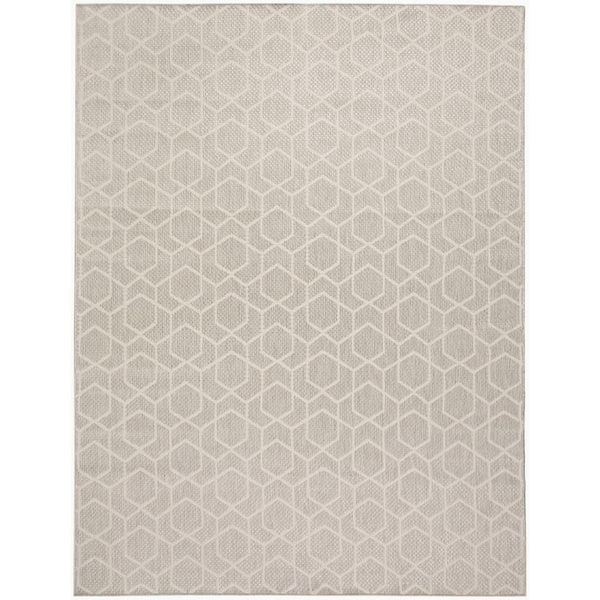 Nourison Horizon Indoor/Outdoor Grey 10 ft. x 14 ft. All-over design Contemporary Area Rug