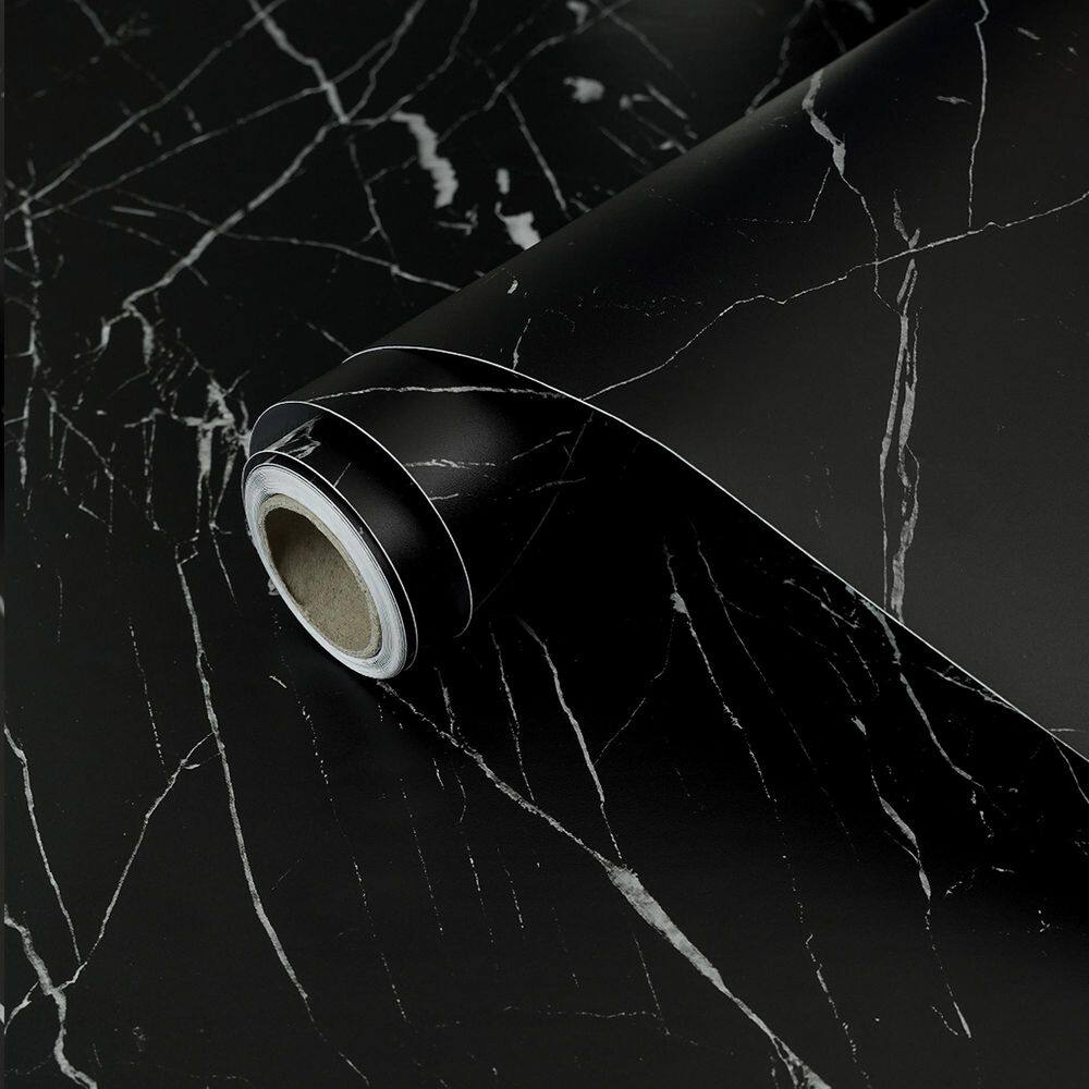 Elegant Faux Marble Vinyl Peel & Stick Wallpaper Roll Self Adhesive Black Matte Contact Paper (cover 30.78 sq. ft. ) price history on PriceWatchPro