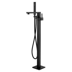 SevenFalls Single-Handle Freestanding Bathtub Faucet with Hand Shower in Matte Black