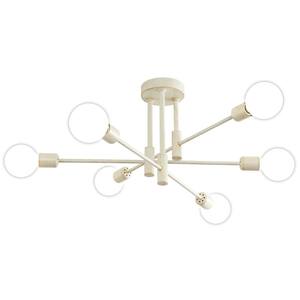 6-Light White Rubbed Gold Sputnik Chandelier for Living Room/Dining Room Kitchen Semi Flush Mount, Bulb Not Included