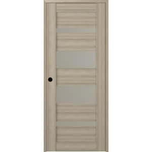 30 in. x 96 in. Mirella Right-Hand Solid Core 5-Lite Frosted Glass Shambor Wood Composite Single Prehung Interior Door