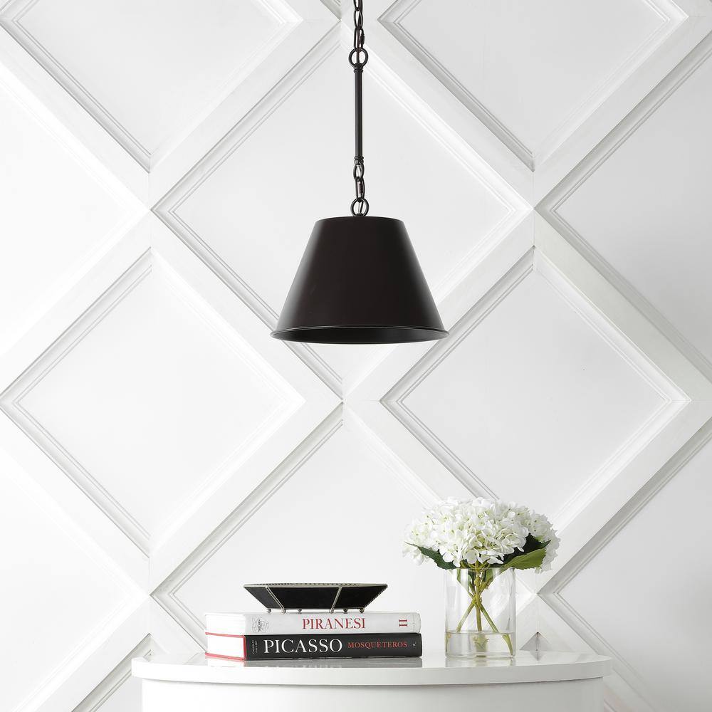 Harper 12" Black Industrial Farmhouse Iron LED Pendant