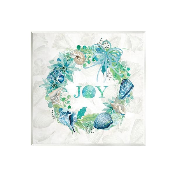 Stupell Industries Joy Coastal Shell Wreath by Carol Robinson 1-Piece Unframed Graphic Print Nature Poster Art Print 12 in. x 12 in.