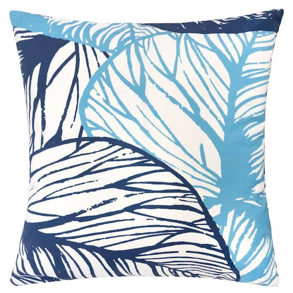 Water-Resistant 20 in. x 20 in. Outdoor and Indoor Throw Pillows in Blue