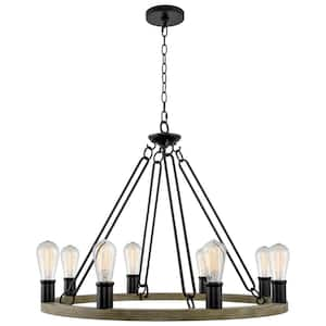 Jericho 60-Watt 8-Light Black Farmhouse Chandelier, No Bulb Included