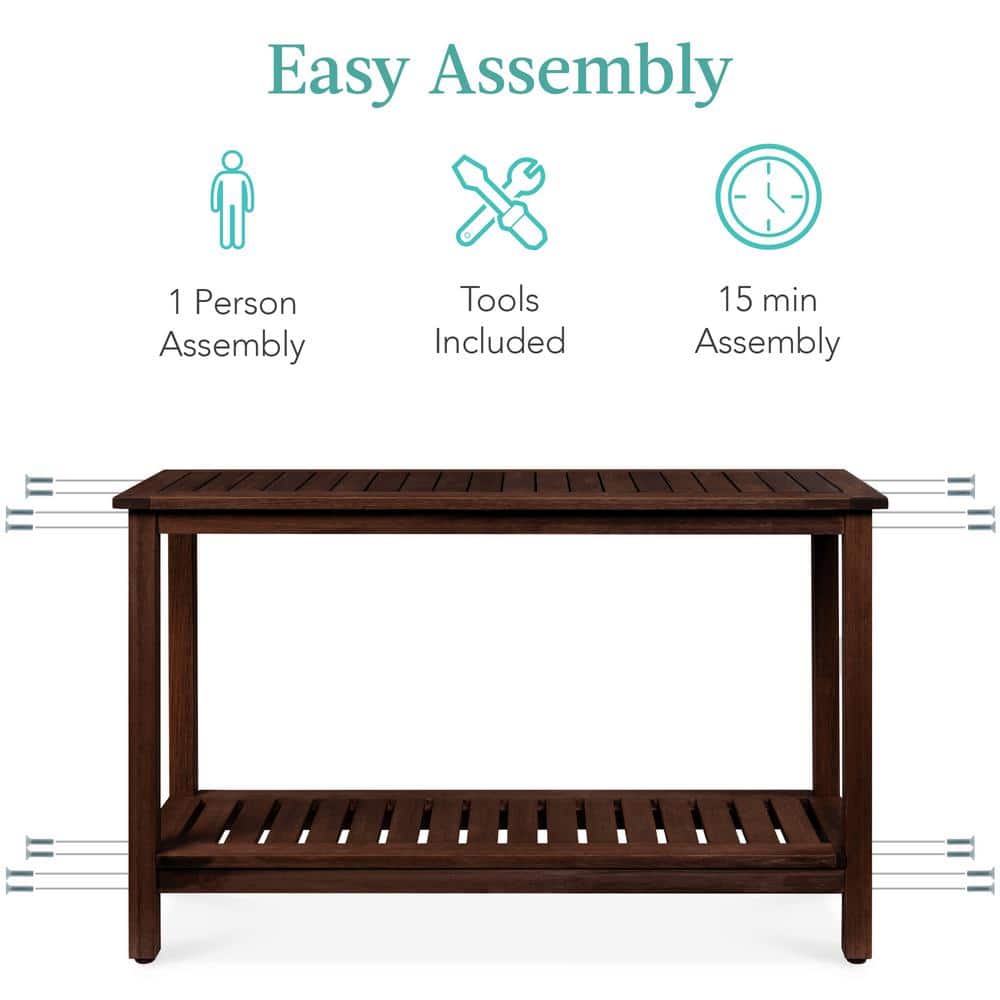 Espresso Eucalyptus Wood 50.5" Console Table with Storage