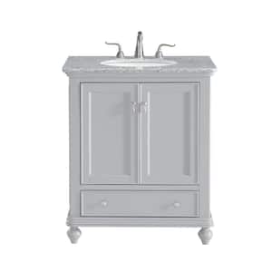 Timeless Home 30 in. W Single Bathroom Vanity in Light Grey with Vanity Top in White with White Basin