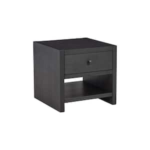 23.88 in. Black Square Wood End Table with Single Drawer