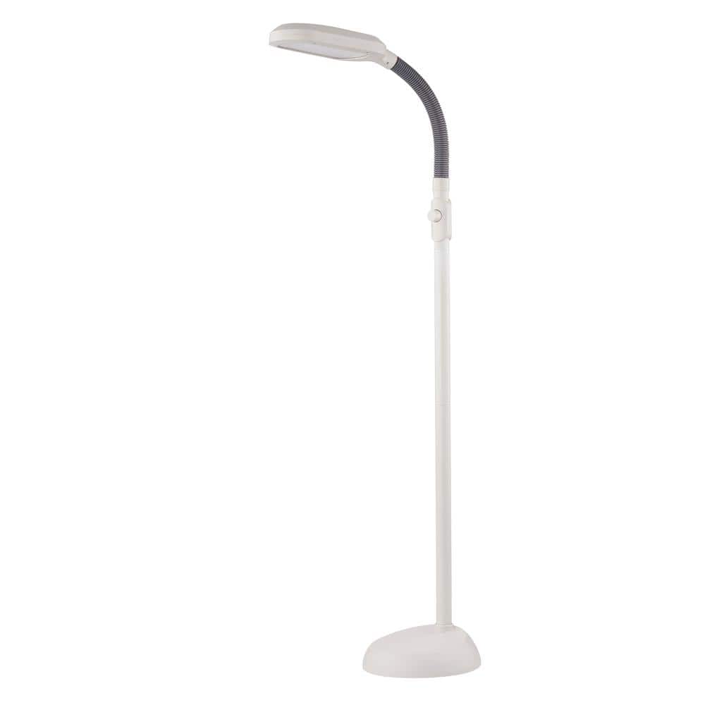 50 in. Ivory Finish 1 Temperature Changing Light Dimmable Swing Arm Floor L