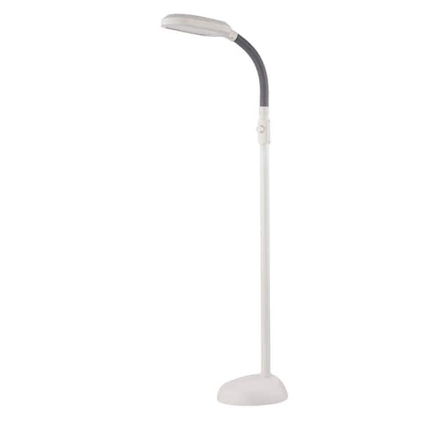 DAYLIGHT24 50 in. Ivory Finish 1 Temperature Changing Light Dimmable Swing Arm Floor Lamp